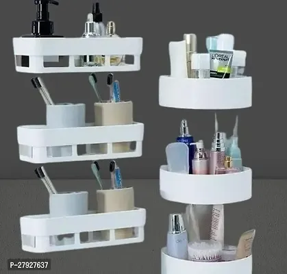 3 Bathroom Shelves 3 Corner Wall Shelves Plastic Wall Shelf Number of Shelves  6 White