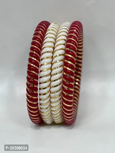 Elegant Golden Metal Garnet Bangles For Women-thumb0