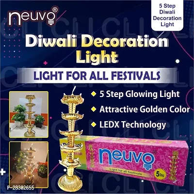 Neuvo 5 Layer Electric Gold Led Diya Deepak Light-thumb0