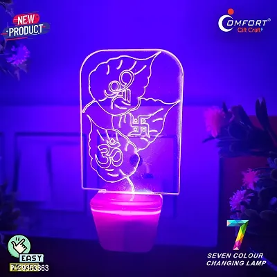 Om Shree Swastik 3 D Illusion LED Night Table Lamp