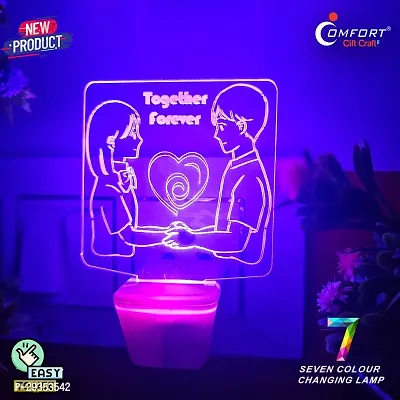 Couple Romantic Love 3 D Illusion LED Night Table Lamp