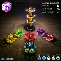 3 Layer Stand Diya With Water Sensor Flower Reflection Diya Combo Pack of 7 pcs-thumb3