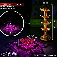 4 Layer Stand Diya With Water Sensor Flower Reflection Diya Combo Pack of 7 pcs-thumb3