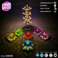 4 Layer Stand Diya With Water Sensor Flower Reflection Diya Combo Pack of 7 pcs-thumb1