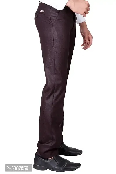 Stylish Cotton Blend Maroon Solid Slim Fit Formal Pant For Men-thumb3