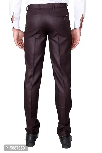 Stylish Cotton Blend Maroon Solid Slim Fit Formal Pant For Men-thumb2
