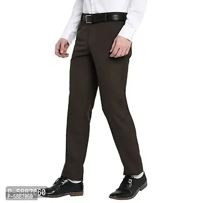 Stylish Cotton Blend Brown Solid Slim Fit Formal Pant For Men-thumb3