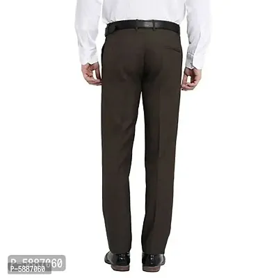 Stylish Cotton Blend Brown Solid Slim Fit Formal Pant For Men-thumb2