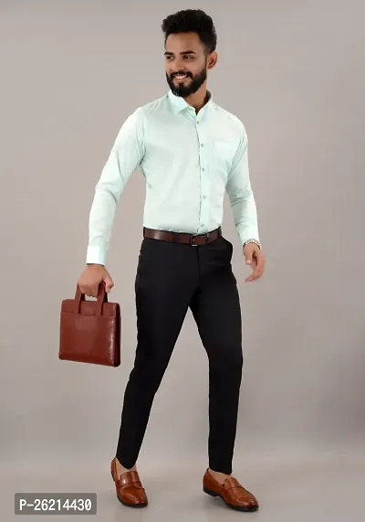Stylish Black Cotton Blend Solid Slim Fit Formal Trouser For Men-thumb5