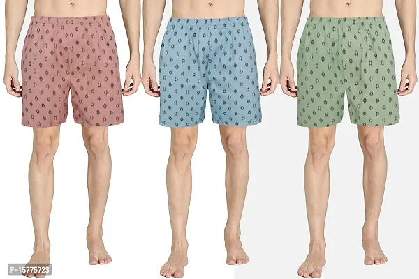 Classic Multicoloured Cotton Blend Printed Boxer For Men Pack Of 3-thumb0