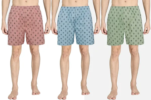Classic Multicoloured Cotton Blend Printed Boxer For Men Pack Of 3