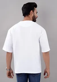 VILLAIN? Cotton Blend Oversize Loose Fit Drop Shoulder Round Neck Half Sleeve Graphic Printed T-Shirt for Men-thumb1