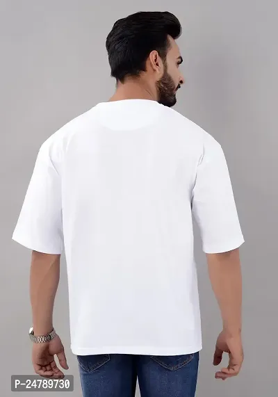 VILLAIN? Cotton Blend Oversize Loose Fit Drop Shoulder Round Neck Half Sleeve Graphic Printed T-Shirt for Men-thumb2
