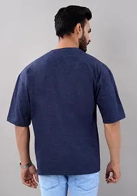VILLAIN? Cotton Blend Oversize Loose Fit Drop Shoulder Round Neck Half Sleeve Graphic Printed T-Shirt for Men-thumb3