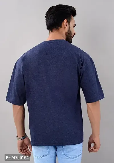 VILLAIN? Cotton Blend Oversize Loose Fit Drop Shoulder Round Neck Half Sleeve Graphic Printed T-Shirt for Men-thumb4