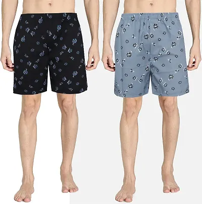 Classic Multicoloured Cotton Blend Printed Boxer For Men Pack Of 2