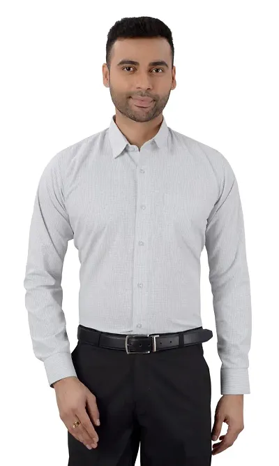 VILLAIN Cotton Small Checks Full Sleeves Regular Fit Formal Shirt