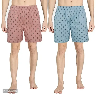 Classic Multicoloured Cotton Blend Printed Boxer For Men Pack Of 2-thumb0