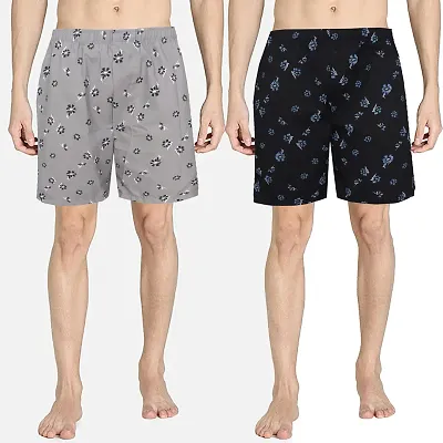 Classic Multicoloured Cotton Blend Printed Boxer For Men Pack Of 2