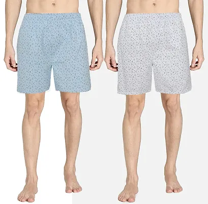 Classic Multicoloured Cotton Blend Printed Boxer For Men Pack Of 2