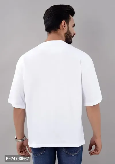 VILLAIN? Cotton Blend Oversize Loose Fit Drop Shoulder Round Neck Half Sleeve Typography T-Shirt for Men-thumb2