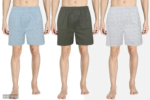 Classic Multicoloured Cotton Blend Printed Boxer For Men Pack Of 3-thumb0
