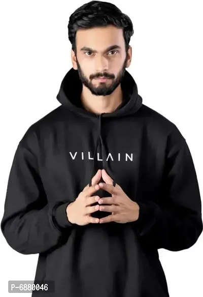 Villain Mens Cotton Blend Hooded Hoodie-BLACK-thumb0