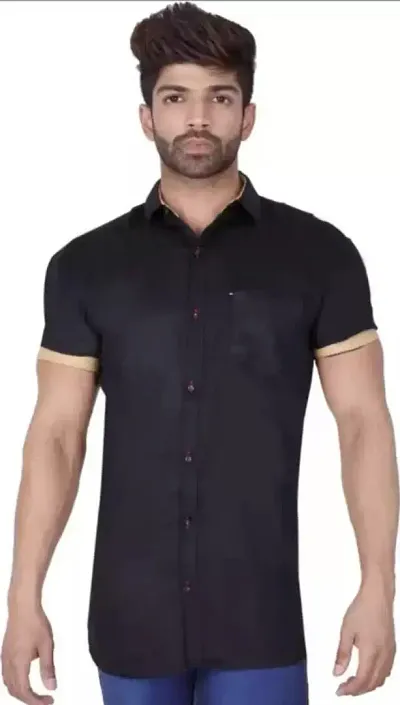 Trendy Mens Party Wear Solid Half Sleeve Shirts