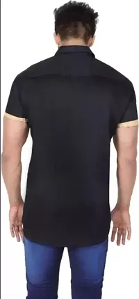 VILLAIN Men Solid Casual Black Shirt-thumb2