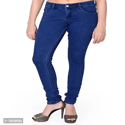 Classic Cotton Blend Solid Jeans for Women-thumb0