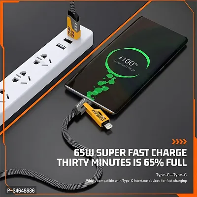 Inbae High Grade 4 In 1 Metal Alloy Ports Fast Charging  Data Transfer 65W Cable|Super Durable Texture Braided|Supporting Thunderbolt Port,Type C Lightning,Type A Phone  Laptop, Yellow  Black-thumb3