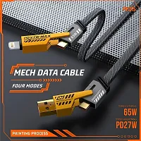 4 in 1 Metal Alloy Ports Fast Charging  Data Transfer 65W Cable|Super Durable Texture Braided|Supporting Thunderbolt Port,Type C Lightning,Type A Phone  Laptop, Yellow  Black-thumb1