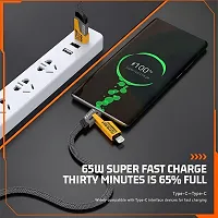 4 in 1 Metal Alloy Ports Fast Charging  Data Transfer 65W Cable|Super Durable Texture Braided|Supporting Thunderbolt Port,Type C Lightning,Type A Phone  Laptop, Yellow  Black-thumb3