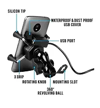 X-Grip Bike Phone Holder with Mobile Charger Version 2 for All Bikes Scooters-thumb1