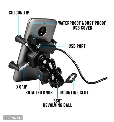 X-Grip Bike Phone Holder with Mobile Charger Version 2 for All Bikes Scooters-thumb2