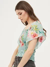 7ELEVEN Ayush Fashion Kansai Crop Top Woman Fit and Flair Top with Slive,Beautifull Ptint and Square Neck-thumb3