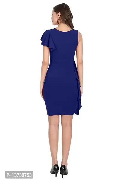 AB YOUNG Women's Bodycon Knee Length Dress (Large, Blue)-thumb2