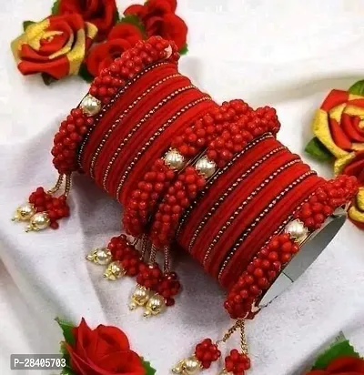 Elegant Red Glass Pearl Bangles/ Bracelets For Women Piece of 34-thumb0