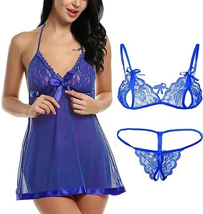 Women's Soft Honeymoon Lingerie And Women's Net Babydoll Combo