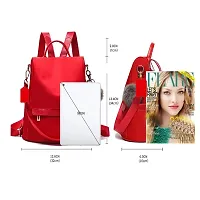 Stylish PU Red Solid Fur Backpack For Women-thumb3