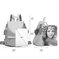 Stylish PU Grey Solid Fur Backpack For Women-thumb3