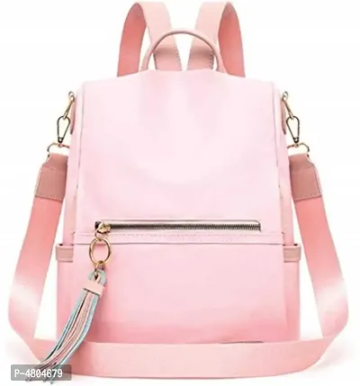 Stylish PU Pink Solid Backpack For Women-thumb0