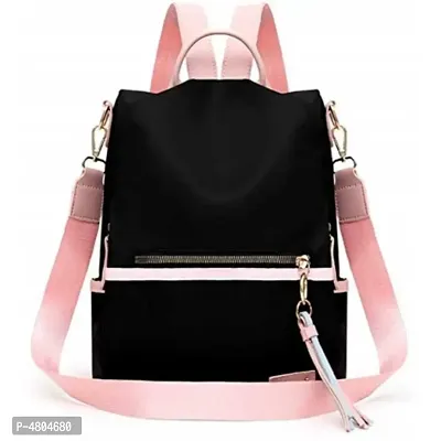 Stylish PU Black Solid Backpack For Women-thumb0