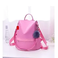 Stylish PU Pink Solid Fur Backpack For Women-thumb1