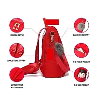 Stylish PU Red Solid Fur Backpack For Women-thumb2