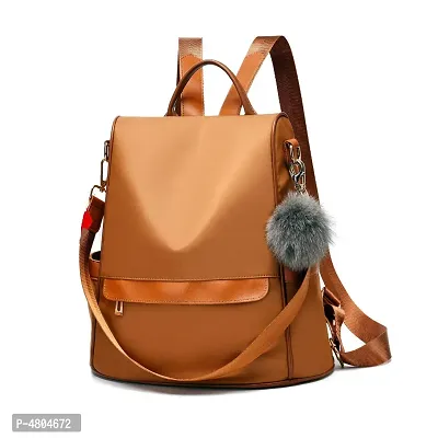Stylish PU Copper Solid Fur Backpack For Women