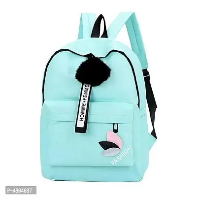 Stylish PU Turquoise Solid Backpack For Women-thumb0