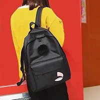 Stylish PU Black Solid Backpack For Women-thumb1