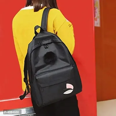 Stylish PU Black Solid Backpack For Women-thumb2