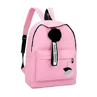 Stylish PU Pink Solid Backpack For Women-thumb1